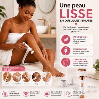 RASOIR ÉLECTRIQUE 4 EN 1 — Beauté Complète, Sans Fil