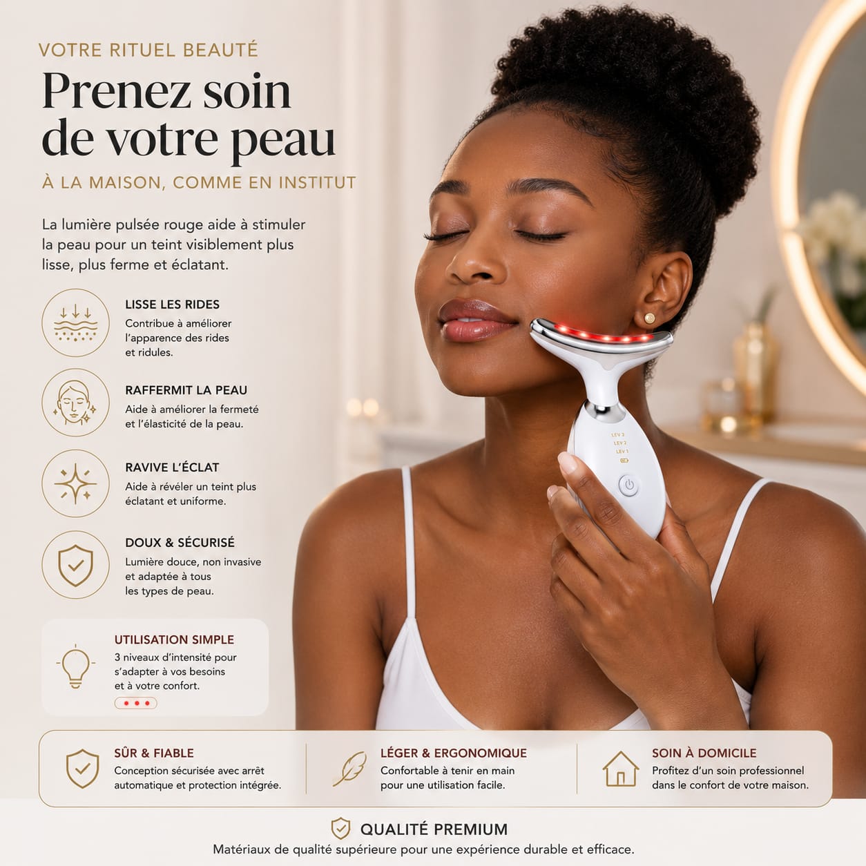 Appareil de Soin du Visage à Lumière LED