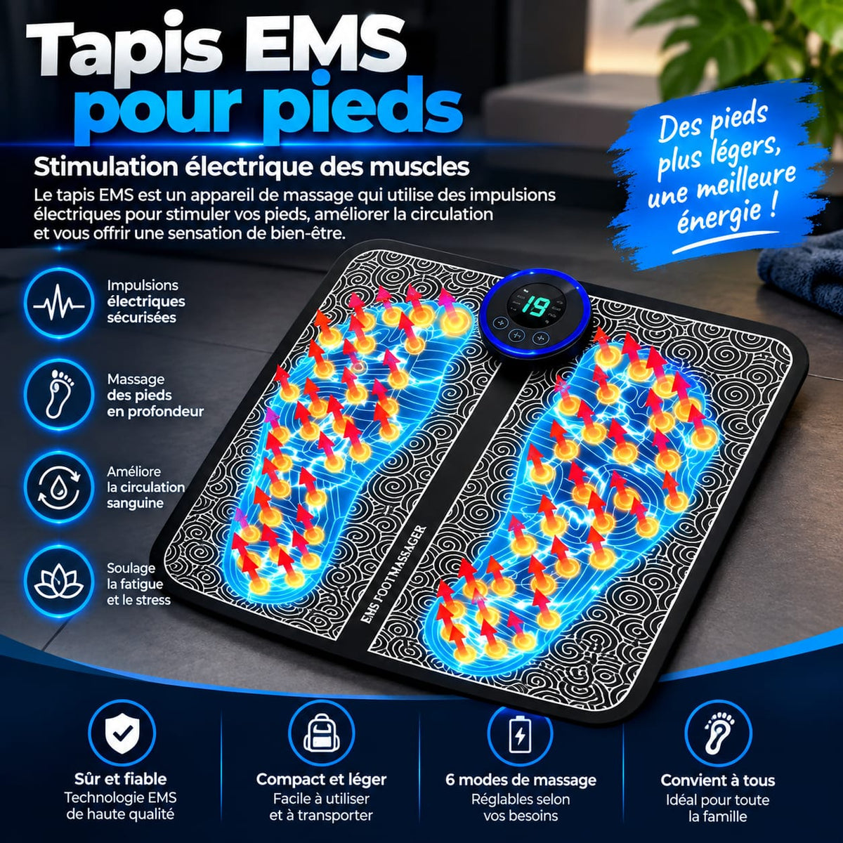🦶 Tapis de Massage EMS – Relaxation et Bien-être à Domicile